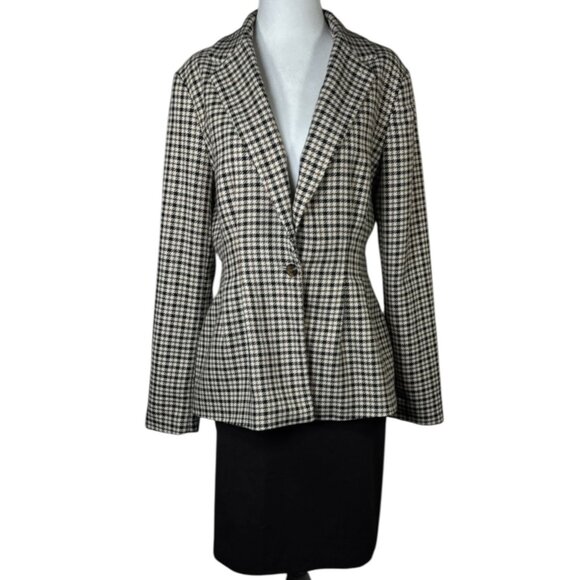 Who What Wear Womens Jacket Coat Sz M Houndstooth Single Breasted Tailored Fit - Picture 2 of 9